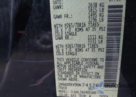 2013 Nissan Frontier Sv из США, поврежденный, VIN 1N6AD0EV9DN745767